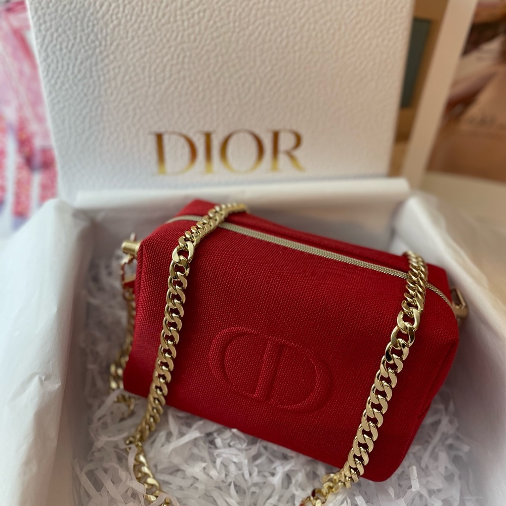 Dior Beauty Red Pouch Crossbody with FREE BOX!!